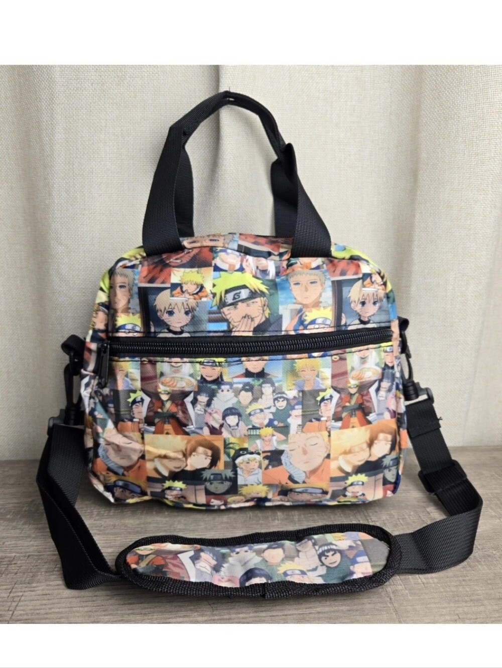 Anime Naruto Insulated Lunch Bag Medium Shoulder Strap Snacks Cooler Tote Kids